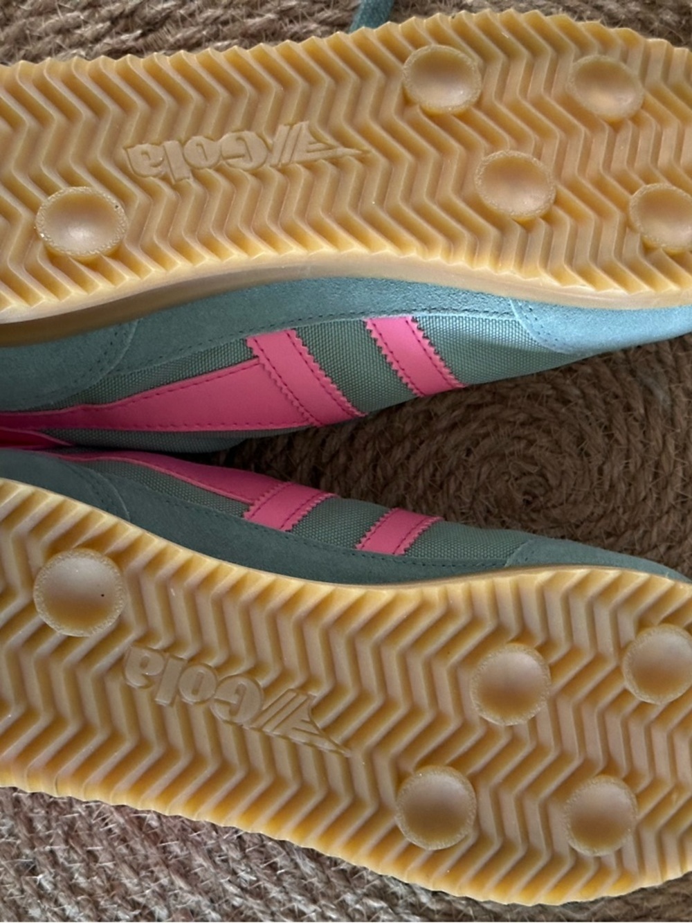 Gola Women's Green with Pink Stripe Sneakers - Picture 6 of 6